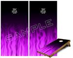 Cornhole Game Board Vinyl Skin Wrap Kit - Premium Laminated - Fire Flames Purple fits 24x48 game boards (GAMEBOARDS NOT INCLUDED)
