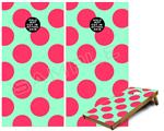 Cornhole Game Board Vinyl Skin Wrap Kit - Premium Laminated - Kearas Polka Dots Pink And Blue fits 24x48 game boards (GAMEBOARDS NOT INCLUDED)