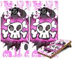 Cornhole Game Board Vinyl Skin Wrap Kit - Premium Laminated - Cartoon Skull Pink fits 24x48 game boards (GAMEBOARDS NOT INCLUDED)