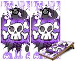 Cornhole Game Board Vinyl Skin Wrap Kit - Premium Laminated - Cartoon Skull Purple fits 24x48 game boards (GAMEBOARDS NOT INCLUDED)