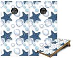 Cornhole Game Board Vinyl Skin Wrap Kit - Premium Laminated - Starfish and Sea Shells White fits 24x48 game boards (GAMEBOARDS NOT INCLUDED)