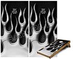 Cornhole Game Board Vinyl Skin Wrap Kit - Premium Laminated - Metal Flames Chrome fits 24x48 game boards (GAMEBOARDS NOT INCLUDED)