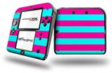 Psycho Stripes Neon Teal and Hot Pink - Decal Style Vinyl Skin fits Nintendo 2DS - 2DS NOT INCLUDED