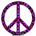 Pink Floral - Peace Sign Car Window Decal 6 x 6 inches