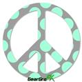 Kearas Polka Dots Mint And Gray - Peace Sign Car Window Decal 6 x 6 inches
