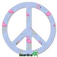 Flamingos on Blue - Peace Sign Car Window Decal 6 x 6 inches