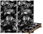 Cornhole Game Board Vinyl Skin Wrap Kit - Skulls Confetti White fits 24x48 game boards (GAMEBOARDS NOT INCLUDED)