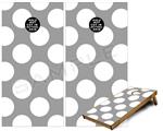 Cornhole Game Board Vinyl Skin Wrap Kit - Kearas Polka Dots Whtie On Gray fits 24x48 game boards (GAMEBOARDS NOT INCLUDED)