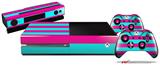 Psycho Stripes Neon Teal and Hot Pink - Holiday Bundle Decal Style Skin fits XBOX One Console Original, Kinect and 2 Controllers (XBOX SYSTEM NOT INCLUDED)