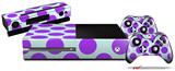 Kearas Polka Dots Purple And Blue - Holiday Bundle Decal Style Skin fits XBOX One Console Original, Kinect and 2 Controllers (XBOX SYSTEM NOT INCLUDED)