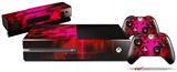 Cubic Shards Red - Holiday Bundle Decal Style Skin fits XBOX One Console Original, Kinect and 2 Controllers (XBOX SYSTEM NOT INCLUDED)