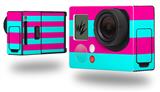 Psycho Stripes Neon Teal and Hot Pink - Decal Style Skin fits GoPro Hero 3+ Camera (GOPRO NOT INCLUDED)
