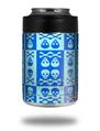 Skin Decal Wrap for Yeti Colster, Ozark Trail and RTIC Can Coolers - Skull And Crossbones Pattern Blue (COOLER NOT INCLUDED)