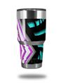 Skin Decal Wrap for Yeti Tumbler Rambler 30 oz Black Waves Neon Teal Hot Pink (TUMBLER NOT INCLUDED)