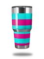 WraptorSkinz Skin Wrap compatible with RTIC 30oz ORIGINAL 2017 AND OLDER Tumblers Psycho Stripes Neon Teal and Hot Pink (TUMBLER NOT INCLUDED)