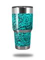 WraptorSkinz Skin Wrap compatible with RTIC 30oz ORIGINAL 2017 AND OLDER Tumblers Folder Doodles Neon Teal (TUMBLER NOT INCLUDED)