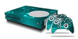 WraptorSkinz Decal Skin Wrap Set works with 2016 and newer XBOX One S Console and 2 Controllers Bokeh Music Neon Teal