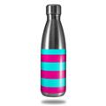 Skin Decal Wrap for RTIC Water Bottle 17oz Psycho Stripes Neon Teal and Hot Pink (BOTTLE NOT INCLUDED)