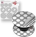 Decal Style Vinyl Skin Wrap 3 Pack for PopSockets Kearas Polka Dots Whtie On Gray (POPSOCKET NOT INCLUDED)