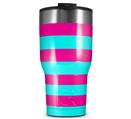 WraptorSkinz Skin Wrap compatible with 2017 and newer RTIC Tumblers 30oz Psycho Stripes Neon Teal and Hot Pink (TUMBLER NOT INCLUDED)