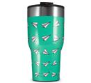 WraptorSkinz Skin Wrap compatible with 2017 and newer RTIC Tumblers 30oz Paper Planes Turquoise (TUMBLER NOT INCLUDED)
