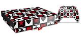 Skin Wrap for XBOX One X Console and Controller Hearts and Stars Red