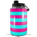 Skin Decal Wrap for Yeti 1 Gallon Jug Psycho Stripes Neon Teal and Hot Pink - JUG NOT INCLUDED by WraptorSkinz