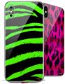 2 Decal style Skin Wraps set for Apple iPhone X and XS Zebra Green
