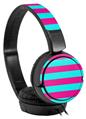 Decal style Skin Wrap for Sony MDR ZX110 Headphones Psycho Stripes Neon Teal and Hot Pink (HEADPHONES NOT INCLUDED)