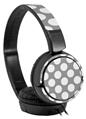 Decal style Skin Wrap for Sony MDR ZX110 Headphones Kearas Polka Dots Whtie On Gray (HEADPHONES NOT INCLUDED)