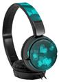 Decal style Skin Wrap for Sony MDR ZX110 Headphones Bokeh Hearts Neon Teal (HEADPHONES NOT INCLUDED)