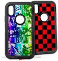 2x Decal style Skin Wrap Set compatible with Otterbox Defender iPhone X and Xs Case - Rainbow Graffiti (CASE NOT INCLUDED)