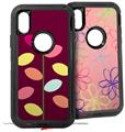 2x Decal style Skin Wrap Set compatible with Otterbox Defender iPhone X and Xs Case - Plain Leaves On Burgundy (CASE NOT INCLUDED)