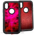 2x Decal style Skin Wrap Set compatible with Otterbox Defender iPhone X and Xs Case - Cubic Shards Red (CASE NOT INCLUDED)