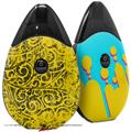 Skin Decal Wrap 2 Pack compatible with Suorin Drop Folder Doodles Yellow VAPE NOT INCLUDED