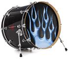 Vinyl Decal Skin Wrap for 20" Bass Kick Drum Head Metal Flames Blue - DRUM HEAD NOT INCLUDED