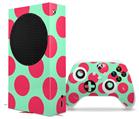 WraptorSkinz Skin Wrap compatible with the 2020 XBOX Series S Console and Controller Kearas Polka Dots Pink And Blue (XBOX NOT INCLUDED)