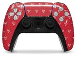 WraptorSkinz Skin Wrap compatible with the Sony PS5 DualSense Controller Hearts Red On White (CONTROLLER NOT INCLUDED)
