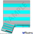 Decal Skin compatible with Sony PS3 Slim Psycho Stripes Neon Teal and Gray