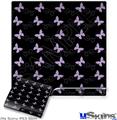 Decal Skin compatible with Sony PS3 Slim Pastel Butterflies Purple on Black