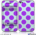 iPhone 4 Decal Style Vinyl Skin - Kearas Polka Dots Purple And Blue (DOES NOT fit newer iPhone 4S)