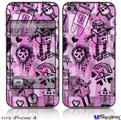 iPhone 4 Decal Style Vinyl Skin - Scene Kid Sketches Pink (DOES NOT fit newer iPhone 4S)