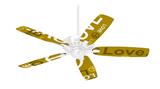 Love and Peace Yellow - Ceiling Fan Skin Kit fits most 42 inch fans (FAN and BLADES SOLD SEPARATELY)