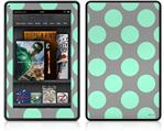 Amazon Kindle Fire (Original) Decal Style Skin - Kearas Polka Dots Mint And Gray