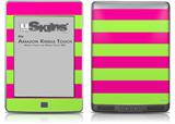Psycho Stripes Neon Green and Hot Pink - Decal Style Skin (fits Amazon Kindle Touch Skin)