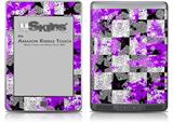 Purple Checker Skull Splatter - Decal Style Skin (fits Amazon Kindle Touch Skin)