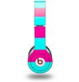 WraptorSkinz Skin Decal Wrap compatible with Beats Solo HD (Original) Psycho Stripes Neon Teal and Hot Pink (HEADPHONES NOT INCLUDED)
