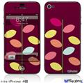 iPhone 4S Decal Style Vinyl Skin - Plain Leaves On Burgundy