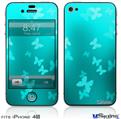 iPhone 4S Decal Style Vinyl Skin - Bokeh Butterflies Neon Teal