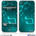 iPhone 4S Decal Style Vinyl Skin - Bokeh Music Neon Teal